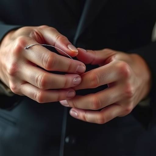 A tailor carefully stitching a suit sleeve by hand